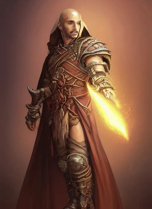 Prompt: portrait of a male desert mage as a diablo 3 character, looking at camera, D&D, sand mage, long black hair, intricate, elegant, stylish, cute smile, fantasy, extremely detailed, digital painting, artstation, concept art, smooth, sharp focus, illustration, ambient lighting, art by artgerm and greg rutkowski and alphonse mucha and simon stalenhag