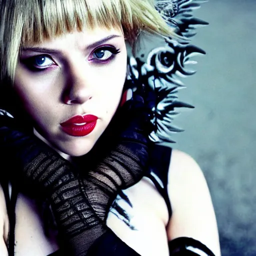 Image similar to scarlett johansson modeling as misa amane from death note, professional photograph
