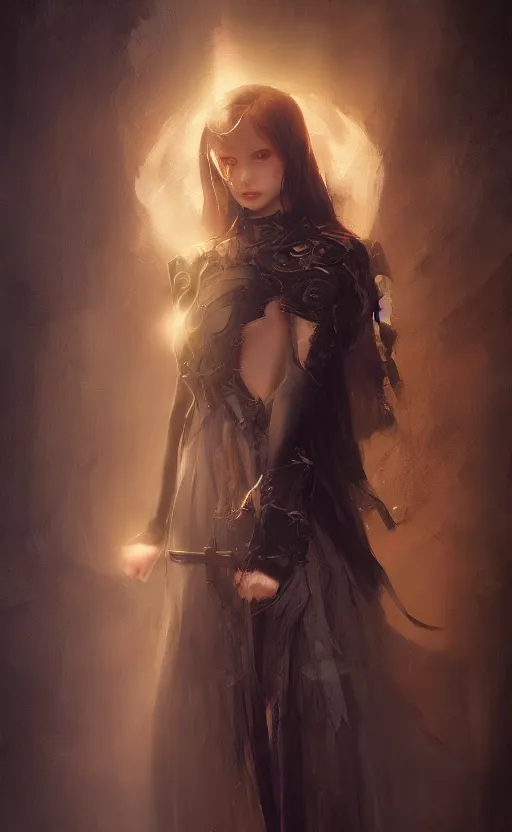 Image similar to Angel knight gothic girl, volumetric lighting, digital painting, highly detailed, artstation, sharp focus, illustration, concept art, ruan jia, steve mccurry