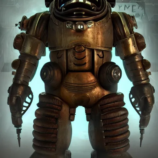 Image similar to isaac clarke as a bioshock big daddy, unreal engine 5, bioshock and deadspace crossover event, deadspace isaac clarke suit, high detail 3 d render,