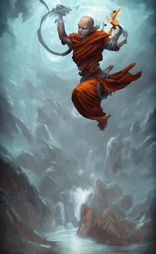 Image similar to air genasi monk, fantasy art