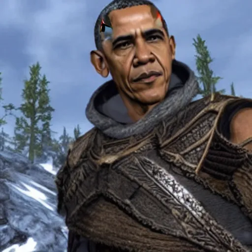 Prompt: Obama in Skyrim