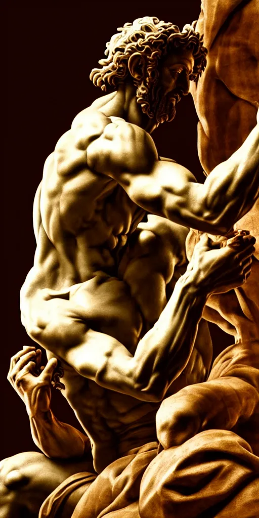 Image similar to michelangelo carving the the statue of david, photorealistic, hyperdetailed, studio lighting, octane render, caustics