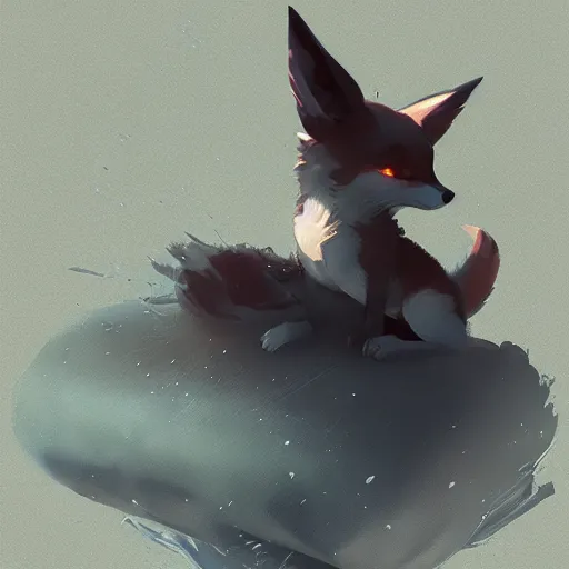 Image similar to obsidian carbuncle, concept art, artstation, makoto shinkai, small, fox, digital art, greg rutkowski,