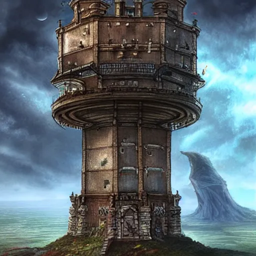 Image similar to a tower on the edge of forever, fantasy art, detailed, cinematic