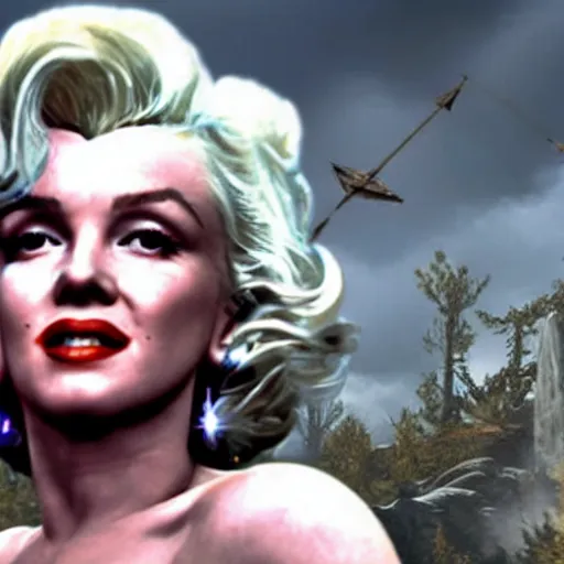 Prompt: marilyn monroe in the God of War game