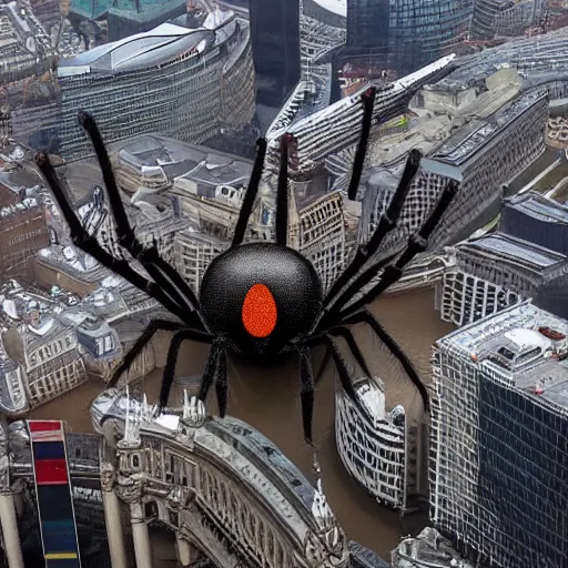 Image similar to photo of a giant spider terrorizing london