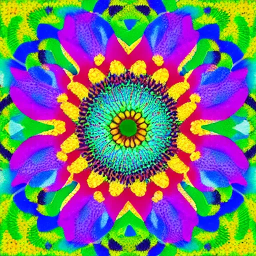 Image similar to flower optical illusion of infinite depth perspective pointillism style