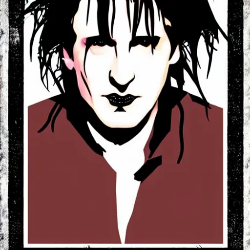 Image similar to trent reznor as robert smith as neil gaiman, vector art, art deco