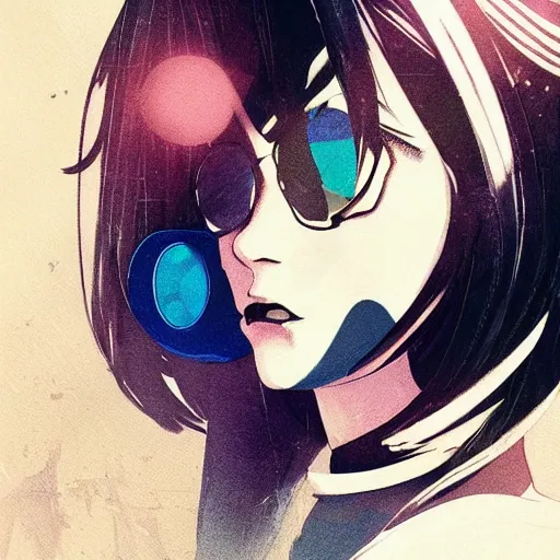 Image similar to Frequency indie album cover, luxury advertisement, indigo filter, blue and black colors. highly detailed post-cyberpunk sci-fi close-up schoolgirl in asian city in style of cytus and deemo, mysterious vibes, by Ilya Kuvshinov, by Greg Tocchini, nier:automata, set in half-life 2, beautiful with eerie vibes, very inspirational, very stylish, with gradients, surrealistic, dystopia, postapocalyptic vibes, depth of field, mist, rich cinematic atmosphere, perfect digital art, mystical journey in strange world, beautiful dramatic dark moody tones and studio lighting, shadows, bastion game, arthouse