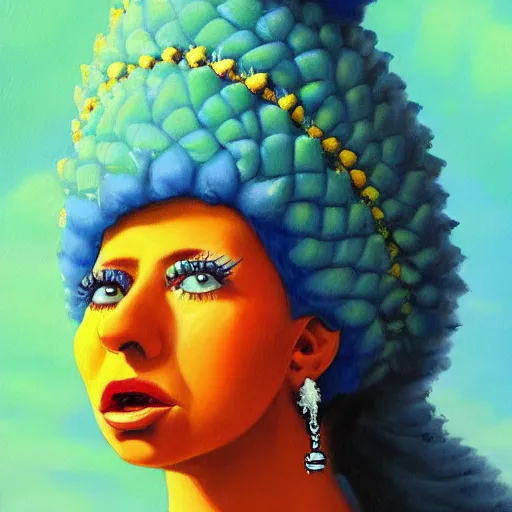 Image similar to marge simpson caucasian dmt historical oil painting