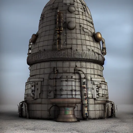 Image similar to steampunk underground missile silo, 3 d render, octane, ray tracing, ultra high resolution, ultra detailed, photorealistic, 8 k