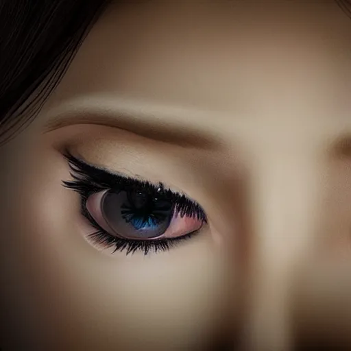 Prompt: realistic portrait of a woman with 3d anime eyes