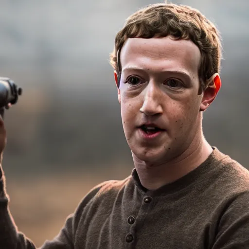 Prompt: Mark Zuckerberg as Calvin Candie in Django Unchained, movie still, EOS-1D, f/1.4, ISO 200, 1/160s, 8K, RAW, unedited, symmetrical balance, in-frame, Sony Vision