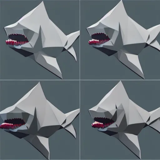 Prompt: low poly art sharks