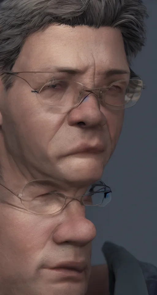 Prompt: portrait of an aging Peter Parker, eyes closed. unshaven. detailed, octane render, trending on artstation, hyper realism, 4k. by Raphael