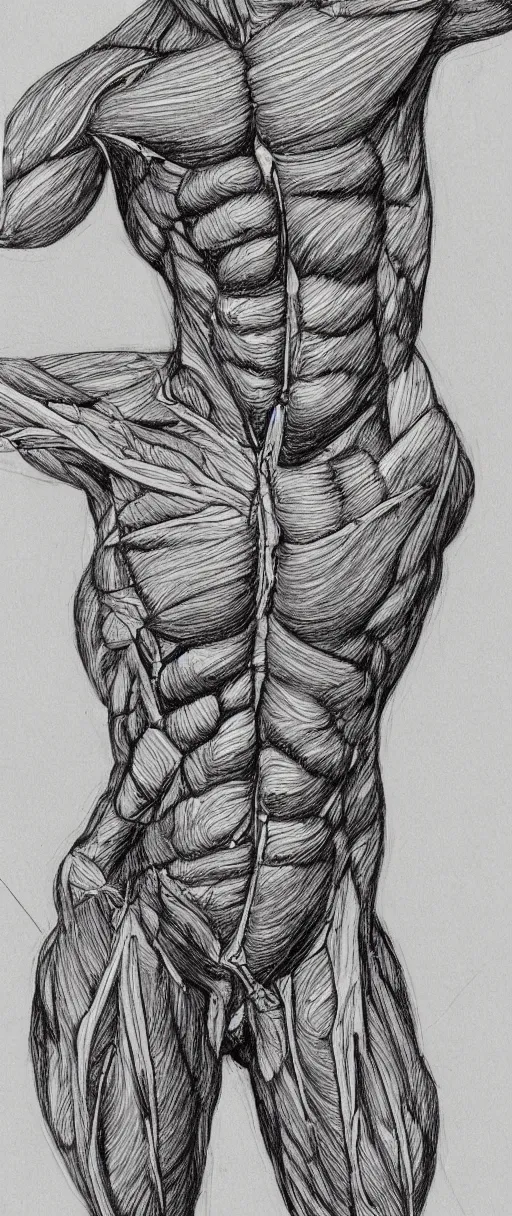 Prompt: human anatomy for artists, pen scetch