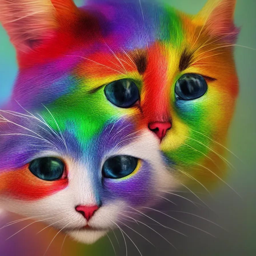 Prompt: a Rainbow kitten, ultra realistic, artstation, sharp focus, 8K