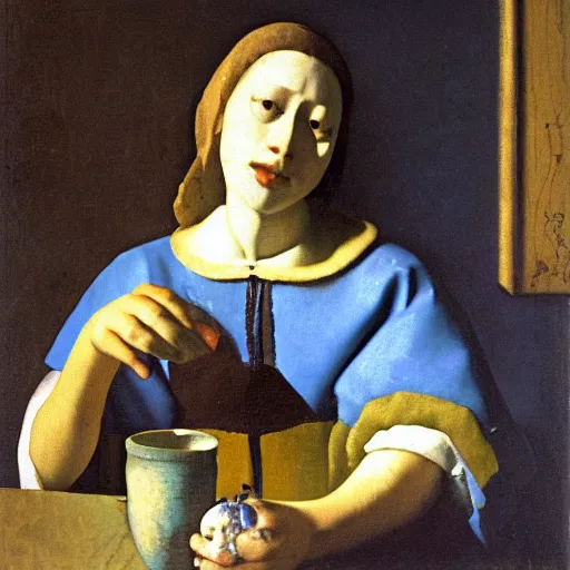 Prompt: an empty oyster, by johannes vermeer