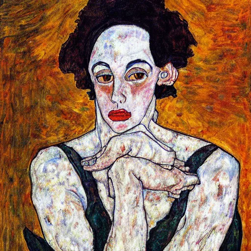 Prompt: a painting in the style of egon schiele.