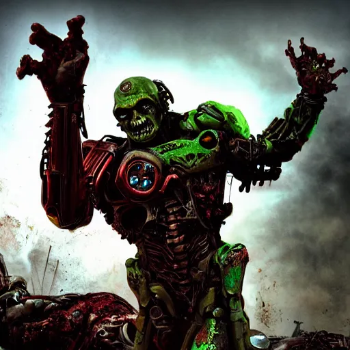 Image similar to zombie cyborg, doom eternal, photography