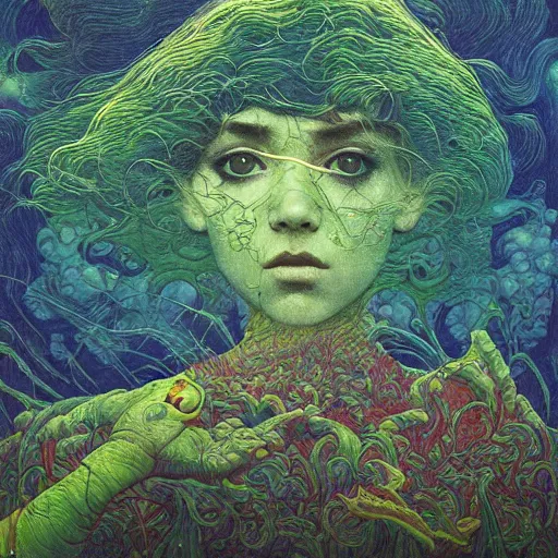 Prompt: A young Kiki from Kikis delivery service pre-raphaelite defined colours , Ivan Bilibin, Austin Osman Spare, high quality, ultra detailed. Beksinski painting, art by Takato Yamamoto. masterpiece, oil on canvas painting, pixelart, pixel sorting, datamosh, glitch. vivid acid neon colours. Futurism by beksinski carl spitzweg moebius and tuomas korpi. baroque elements. baroque element. intricate artwork by caravaggio. Oil painting. 3d rendered in octane. cinematin, pixiv, unreal5, 8k