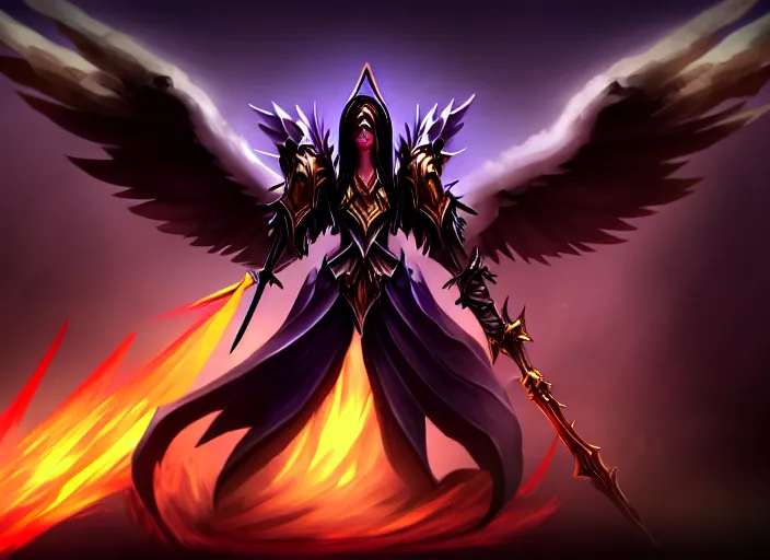 Image similar to champion splashart of champion made out of angel of death