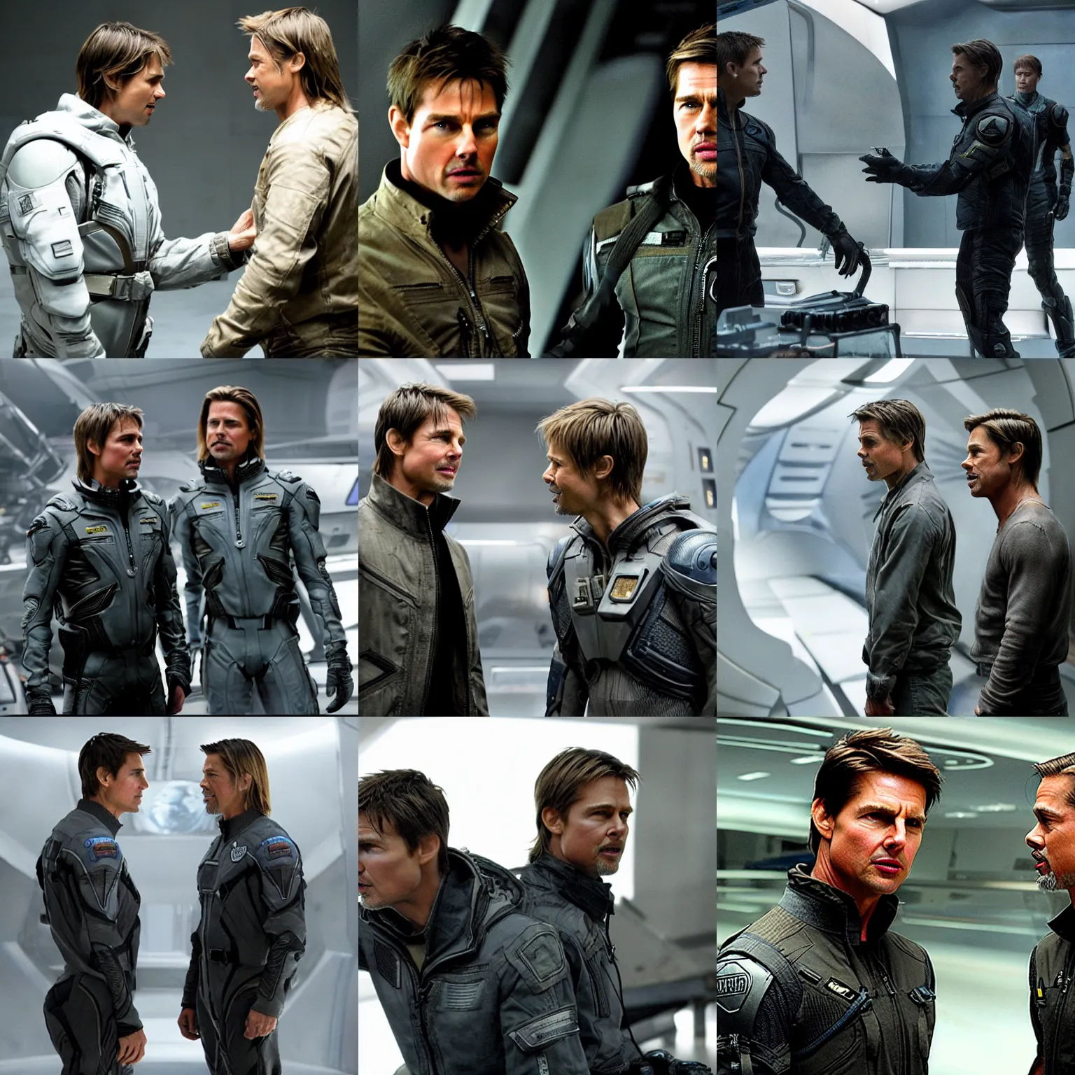 Prompt: tom cruise and brad pitt in the movie prometheus