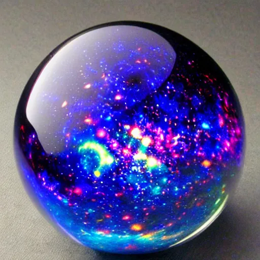 Prompt: Liminal space in outer space, dichroic glass sphere!!!