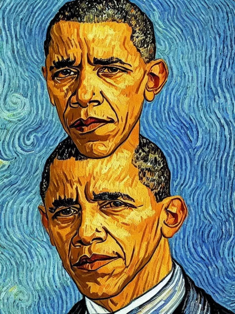 Image similar to Barak Obama portrait by Van Gogh