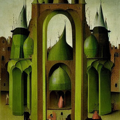 Image similar to green mosque by hieronymus bosch