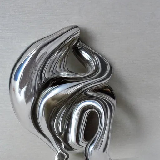 Prompt: abstract impossible chrome gloopy nurb drippy goo sculpture fine art silver jewelry product photo