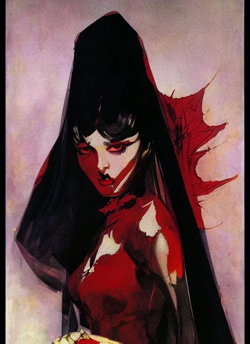 Image similar to svelt iranian korean vampiress, jeweled veil, strong line, saturated color, beautiful! coherent! by frank frazetta, high contrast, minimalism