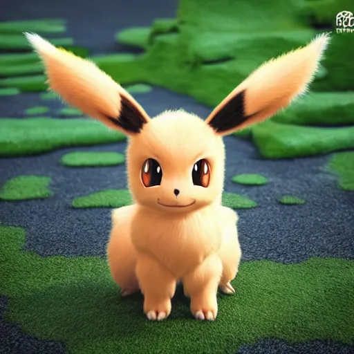 Prompt: an adorable pokemon like eevee. very cute friendly. fluffy. beautiful. digital render.