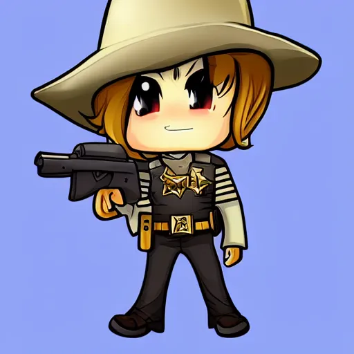 Image similar to sheriff character, chibi, anime