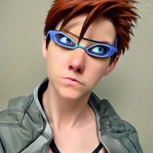 Image similar to tracer from Overwatch as a real person