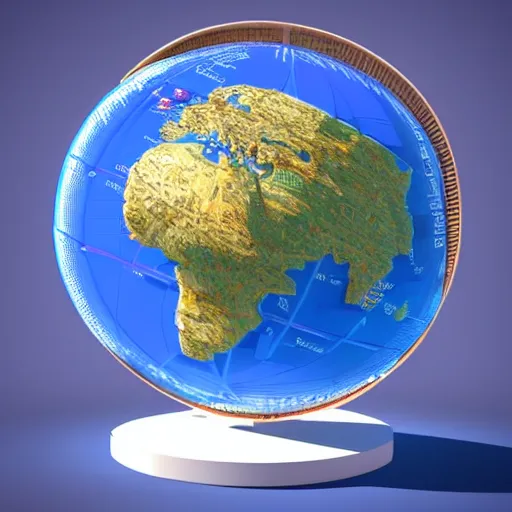 Image similar to llustration of the globe with 3 d top touristic attractions on it, 3 d render, 3 d model, smooth, illustration, in the style of shkret