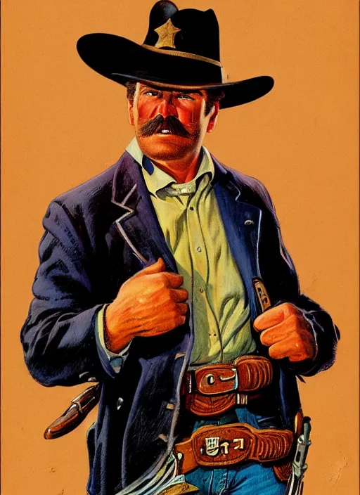 Image similar to old west sheriff. portrait by jean giraud and anton otto fischer and john philip falter and will eisner and gil elvgren