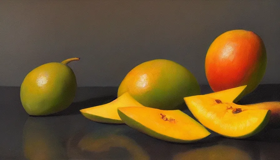 Image similar to still life, mangos, oil painting by jama jurabaev, brush hard, artstation, high quality, brush stroke