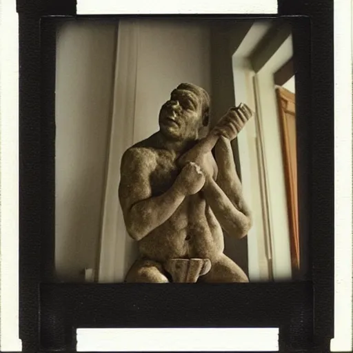 Prompt: Polaroid photo of fragmented greek sculpture of Shrek-n 4