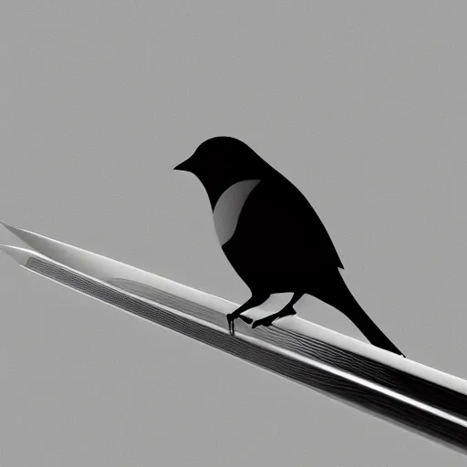 Image similar to bird with samurai sword, 3d render,