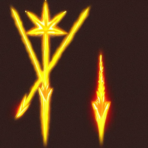 Prompt: a purifying spear radiating bright yellow energy, emanating radiant sparks, ability icon