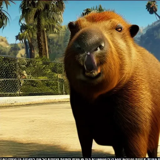 Prompt: Capybara in GtaV, gtaV loading screen