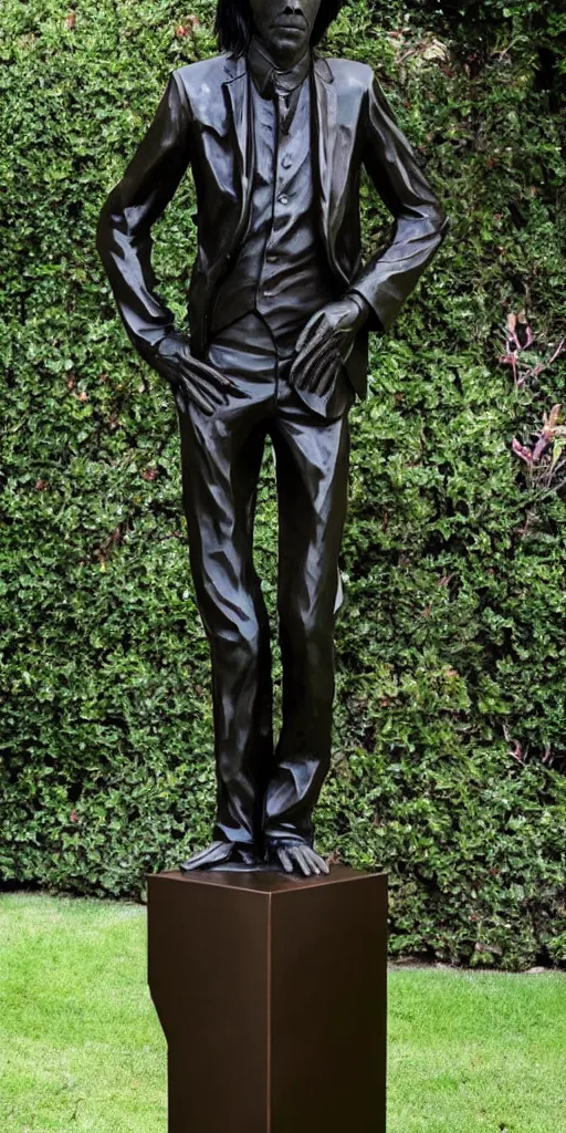 Image similar to nick cave as a bronze statue