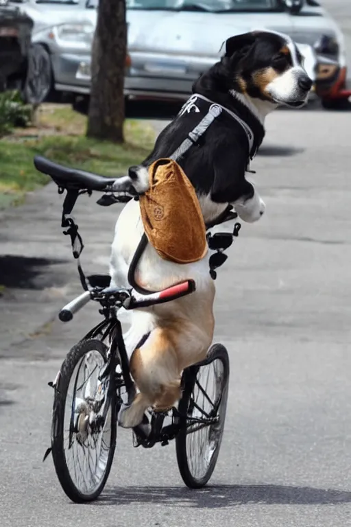 Image similar to dog riding a bike