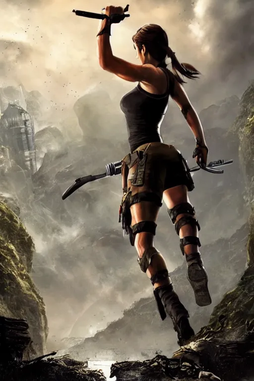 Prompt: Lara Croft on The Avengers, movie poster concept art, photorealistic, detailed