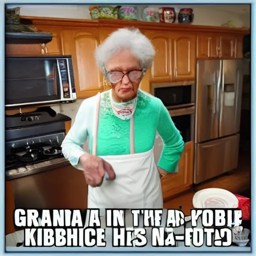 Prompt: grandma in the kitchen