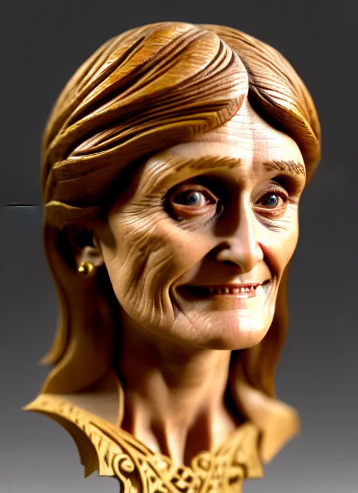 Image similar to high intricate bust of an margot kidder ( 1 9 7 0 ) carved from wood in baroque style, studio light, maria panfilova, andrea savchenko, mike kime, ludovic plouffe, qi sheng luo, oliver cook, trending on artstation