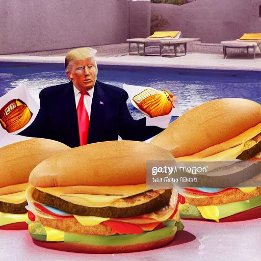 Donald trump swimming in a pool filled with McDonalds | Stable ...