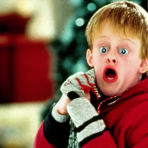 Image similar to kevin mcallister in home alone 1 looking surprised